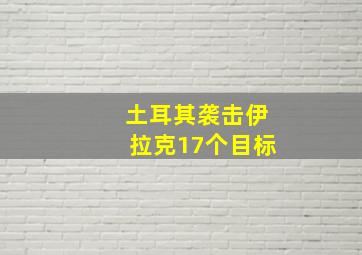 土耳其袭击伊拉克17个目标