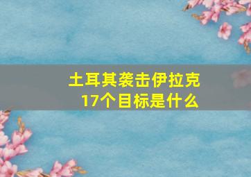 土耳其袭击伊拉克17个目标是什么