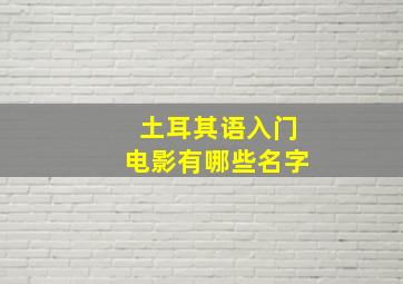 土耳其语入门电影有哪些名字