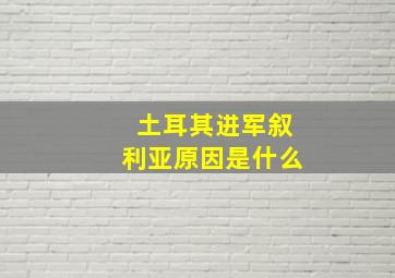 土耳其进军叙利亚原因是什么