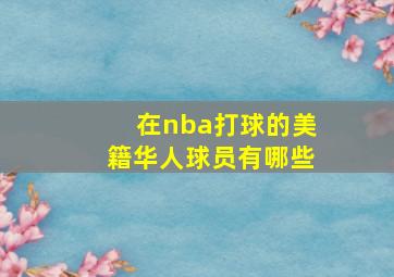 在nba打球的美籍华人球员有哪些