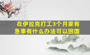 在伊拉克打工3个月家有急事有什么办法可以回国