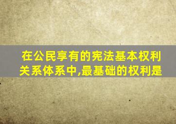 在公民享有的宪法基本权利关系体系中,最基础的权利是