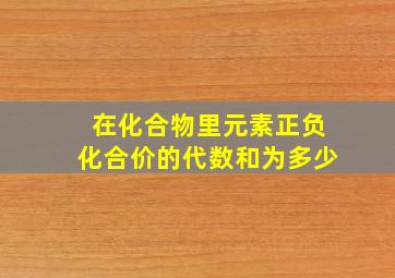 在化合物里元素正负化合价的代数和为多少