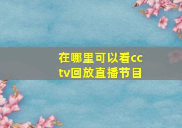 在哪里可以看cctv回放直播节目