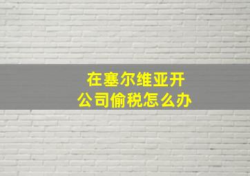 在塞尔维亚开公司偷税怎么办