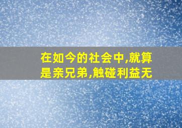 在如今的社会中,就算是亲兄弟,触碰利益无