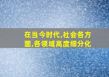 在当今时代,社会各方面,各领域高度细分化