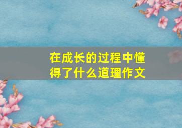 在成长的过程中懂得了什么道理作文