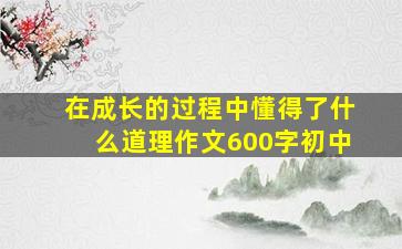 在成长的过程中懂得了什么道理作文600字初中