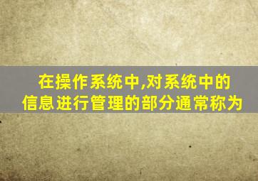 在操作系统中,对系统中的信息进行管理的部分通常称为