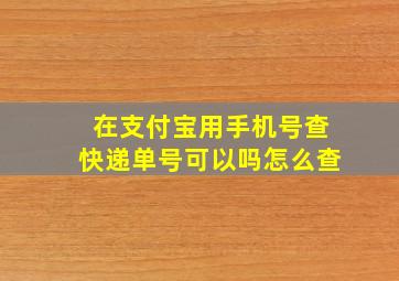 在支付宝用手机号查快递单号可以吗怎么查