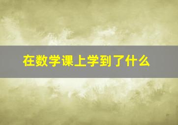 在数学课上学到了什么