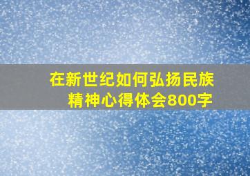 在新世纪如何弘扬民族精神心得体会800字