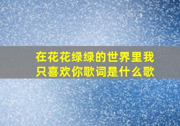 在花花绿绿的世界里我只喜欢你歌词是什么歌