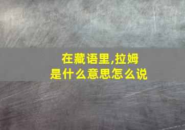 在藏语里,拉姆是什么意思怎么说