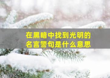 在黑暗中找到光明的名言警句是什么意思