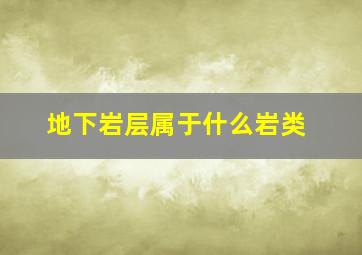 地下岩层属于什么岩类