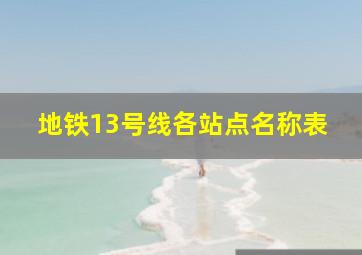 地铁13号线各站点名称表