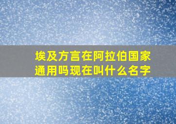 埃及方言在阿拉伯国家通用吗现在叫什么名字