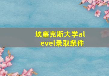 埃塞克斯大学alevel录取条件