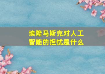 埃隆马斯克对人工智能的担忧是什么