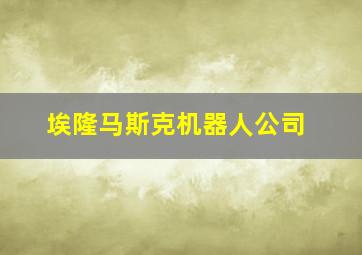 埃隆马斯克机器人公司