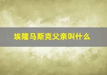 埃隆马斯克父亲叫什么