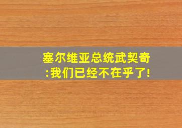 塞尔维亚总统武契奇:我们已经不在乎了!