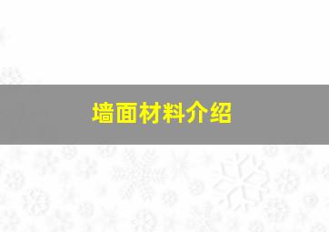 墙面材料介绍