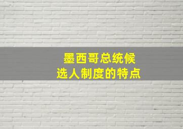 墨西哥总统候选人制度的特点