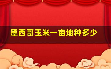 墨西哥玉米一亩地种多少