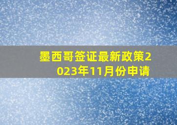 墨西哥签证最新政策2023年11月份申请