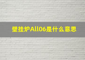 壁挂炉All06是什么意思