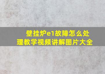 壁挂炉e1故障怎么处理教学视频讲解图片大全