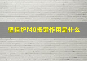 壁挂炉f40按键作用是什么