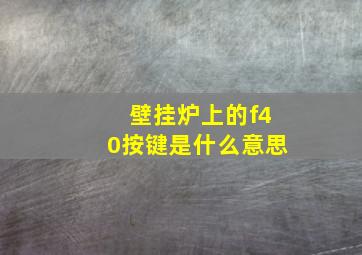 壁挂炉上的f40按键是什么意思