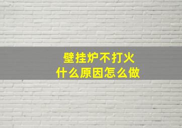 壁挂炉不打火什么原因怎么做