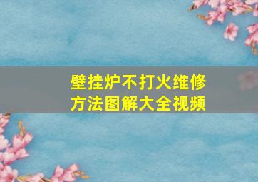 壁挂炉不打火维修方法图解大全视频