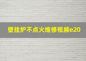 壁挂炉不点火维修视频e20