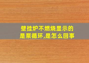 壁挂炉不燃烧显示的是泵循环,是怎么回事