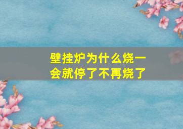 壁挂炉为什么烧一会就停了不再烧了