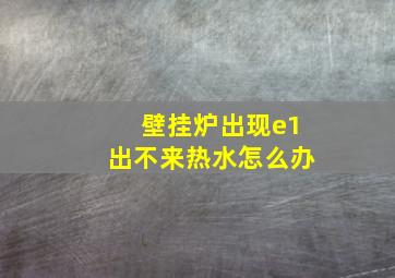 壁挂炉出现e1出不来热水怎么办