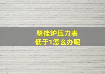 壁挂炉压力表低于1怎么办呢