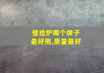 壁挂炉哪个牌子最好用,质量最好