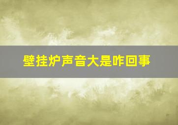 壁挂炉声音大是咋回事