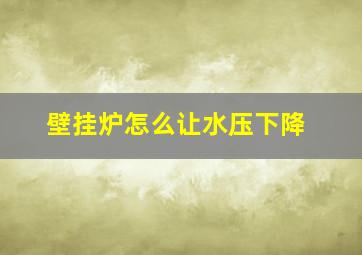 壁挂炉怎么让水压下降