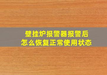 壁挂炉报警器报警后怎么恢复正常使用状态