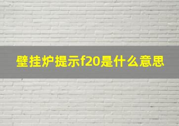 壁挂炉提示f20是什么意思