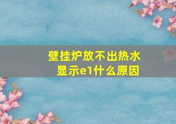 壁挂炉放不出热水显示e1什么原因